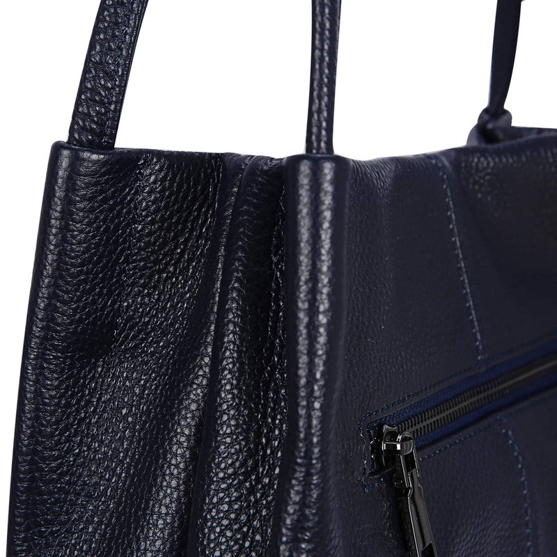 Iswee Genuine Leather Tote Purse Hobo Purses for Women Satchel Shoulder Bag Bucket Bags ladies Designer Handbags (Navy Blue Lichee) - Image 3